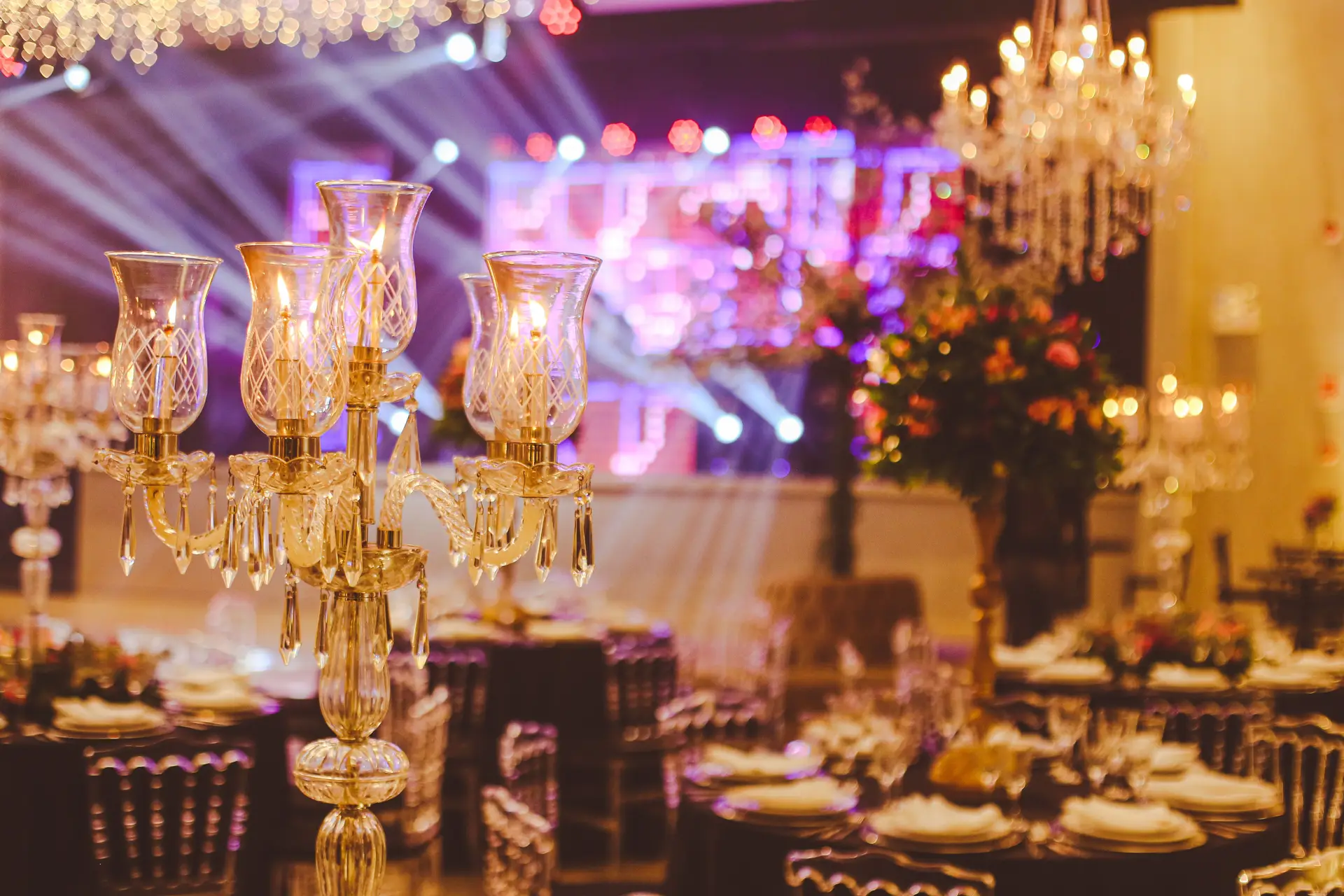 Candelabra table setup